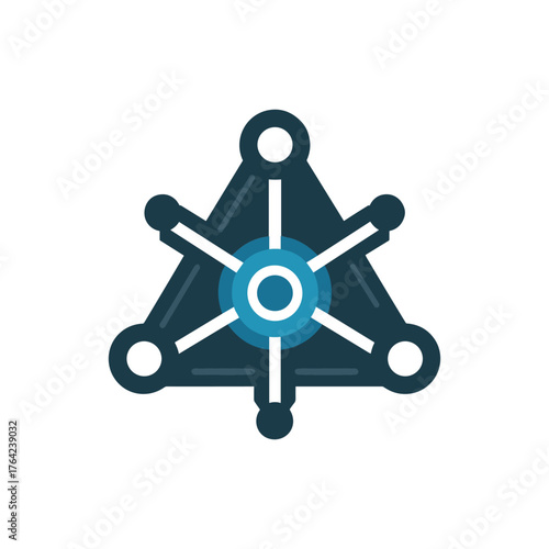 Abstract geometric representation of a molecular structure or network system.