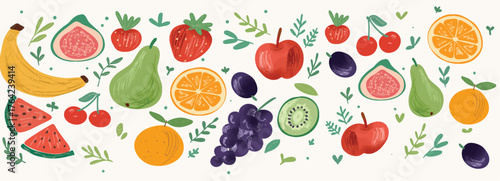 Thai Fruits Watercolor stlye Set