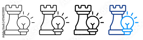 Strategic Solution Icon Different Style Outline Collection Set