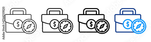 Business Compass Icon Different Style Outline Collection Set