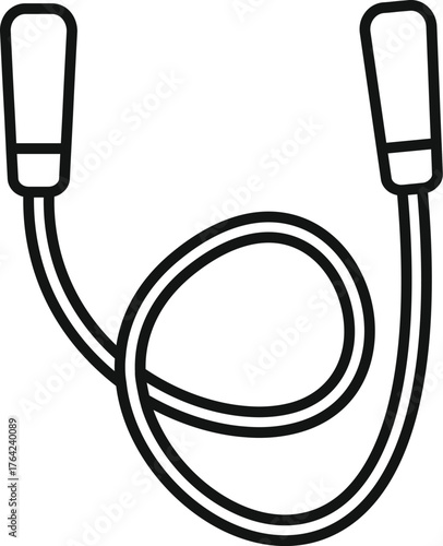 Simple black and white icon of a jumping rope, symbolizing exercise, fitness, and healthy lifestyle