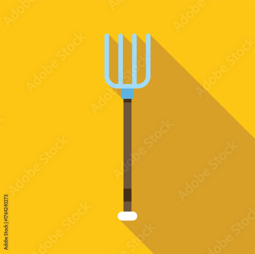 Minimalist vector illustration of a pitchfork, a common tool used in farming and gardening for lifting and moving hay, straw, and other materials