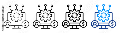 Erp System Icon Different Style Outline Collection Set