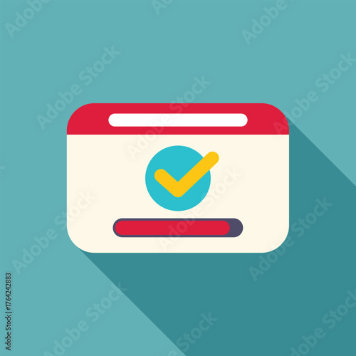 Website is loading with check mark and progress bar, concept of verification, authentication, authorization