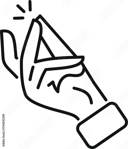 Snapping fingers thin line icon, snapping fingers gesture creating spark, simple hand click vector illustration