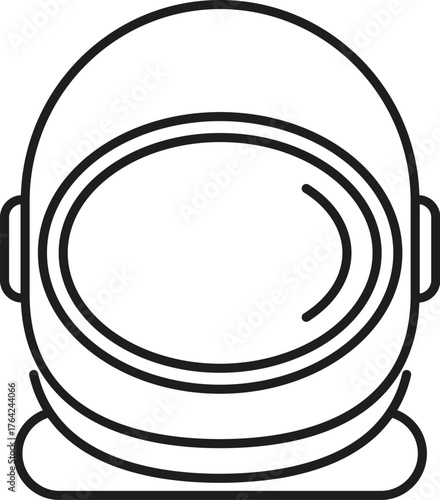 Simple astronaut helmet line art icon representing space exploration and cosmonaut protection