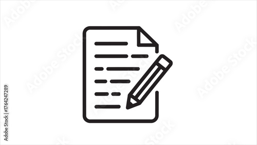 Clean and modern writing document icon for digital and print applications
