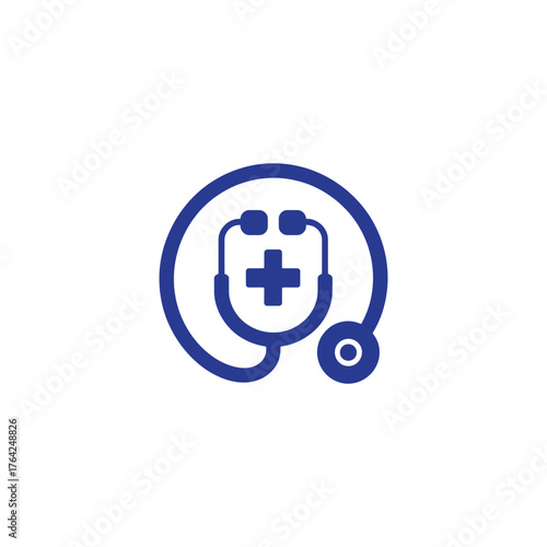 Modern stethoscope icon conveys trust for healthcare professionals and medical clinics offering health and wellness solutions with compassion and care