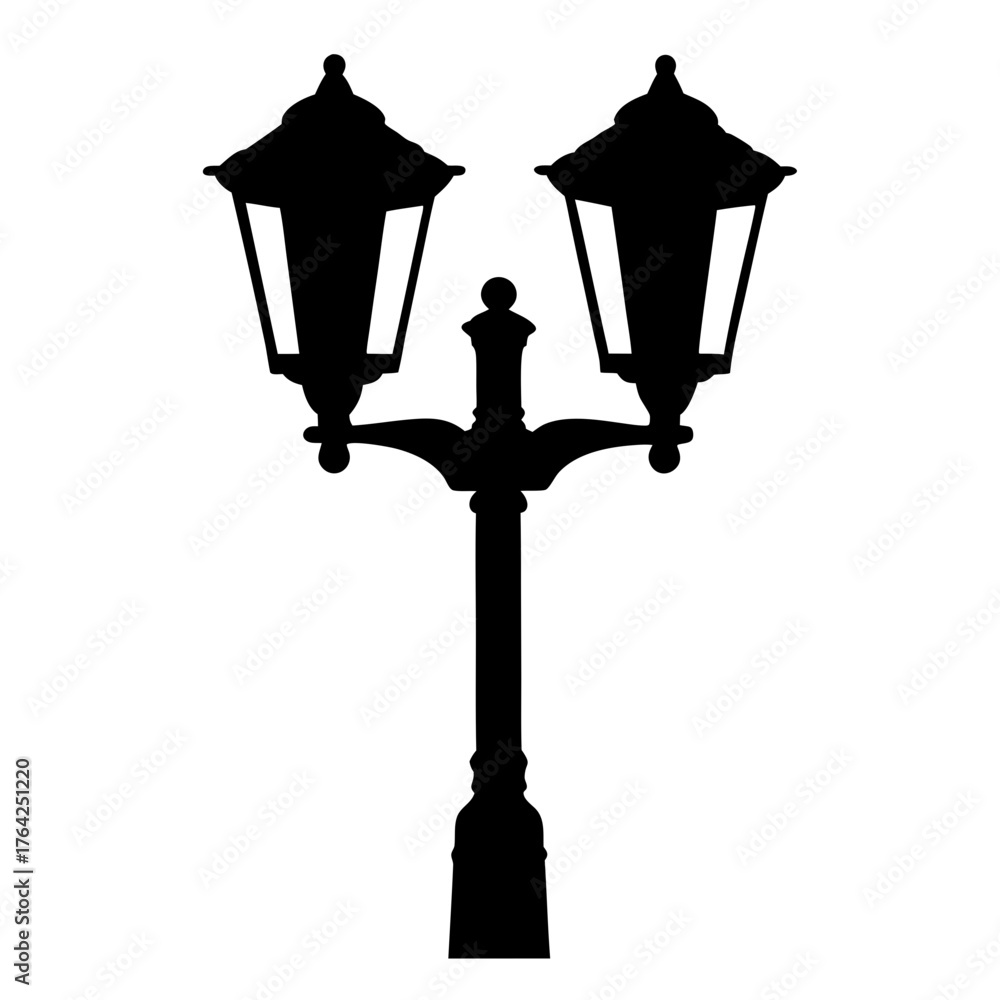 Obraz premium Classic Street Lamp Post Silhouette Vector