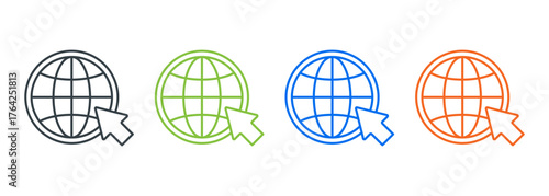 Internet Line Icon Set. Global Network, Communication, and Digital Connection Symbol