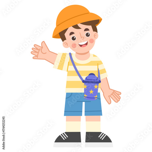 Illustration of a Boy Waving