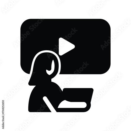 Video tutorial solid icon vector design good for web or mobile app
