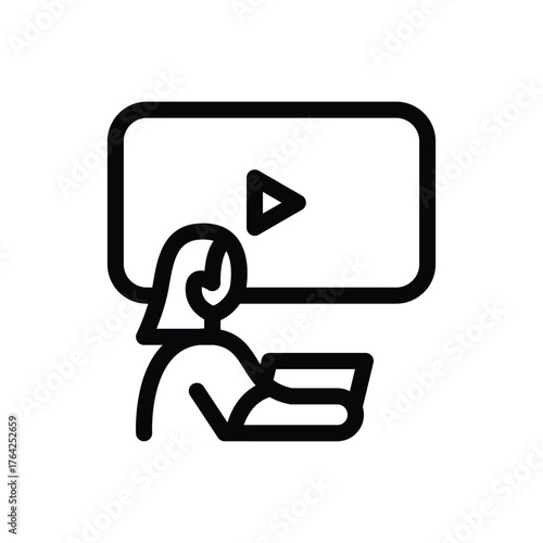 Video tutorial outline icon vector design good for web or mobile app