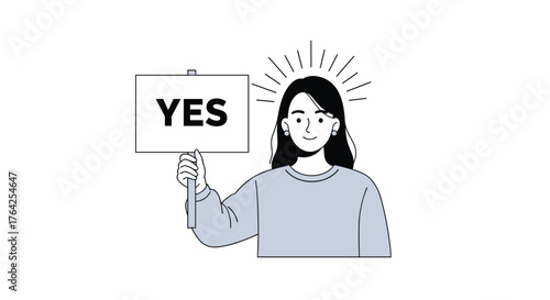 Woman holding a sign with the word YES, positive affirmation concept.