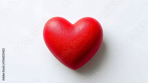 Wallpaper Mural Bright red textured heart shape rests on a plain white background with shadow Torontodigital.ca