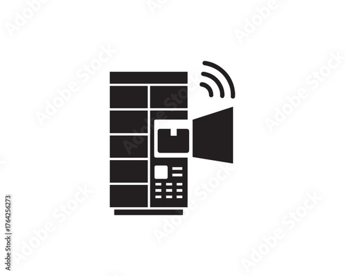 Smart delivery locker silhouette icon vector design illustration