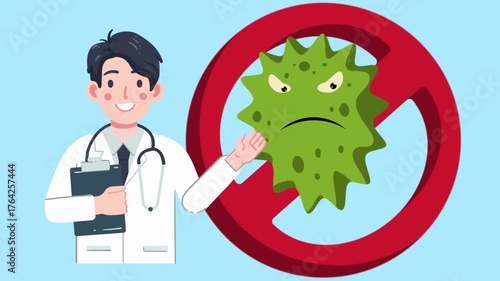 template doctor with handling of virus outbreaks animation