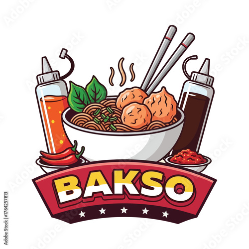 cute meatball food mascot logo.eps