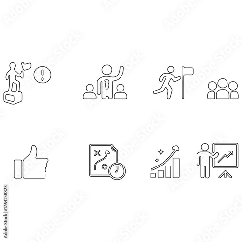 Management icons set vector