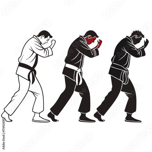 Vector art of karate evolution on white