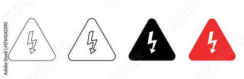 Vector art of high voltage warning sign icon set