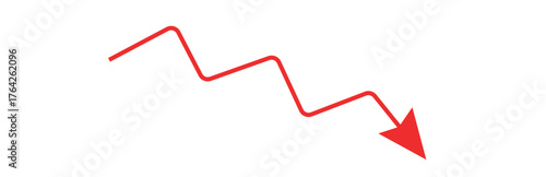 Vector art of red zigzag arrow pointing downwards