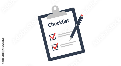 A clipboard with a checklist and pen representing task completion