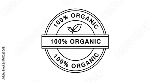 Simple circular badge design indicating one hundred percent organic certification