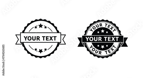 Black and white vintage style badges with editable text areas