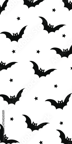 Simple Bats Pattern Silhouette Design For Halloween Background