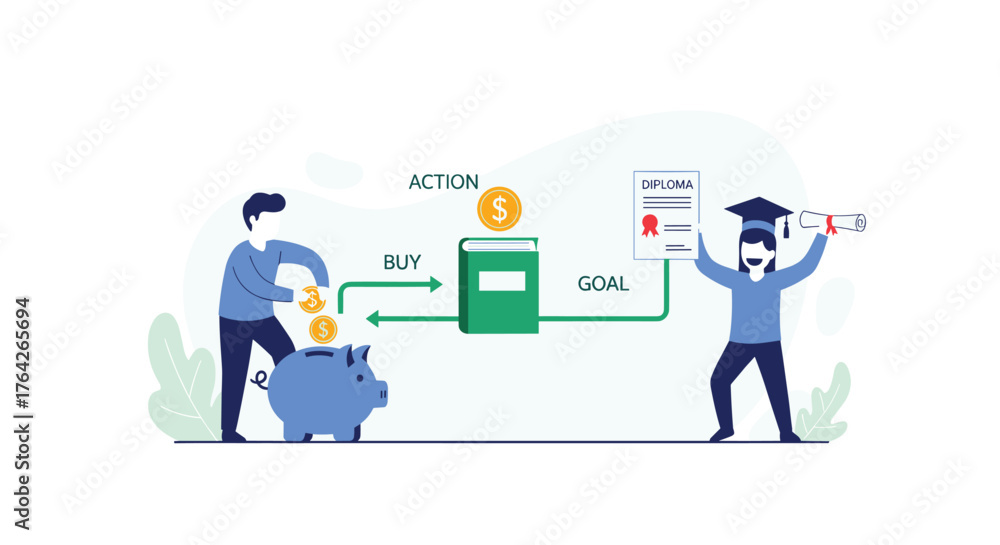 Fototapeta premium Steps To Achieve Your Financial Literacy Goals Through Smart Saving