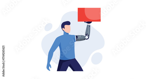Robotic Arm Assists Human in Lifting and Carrying a Red Box Concept