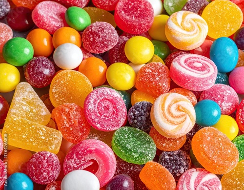 Colorful Candies and Gummy Sweets Background