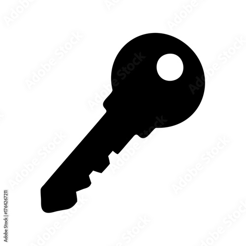 Simple Black Key Symbol on a White Background with a Secure Feeling