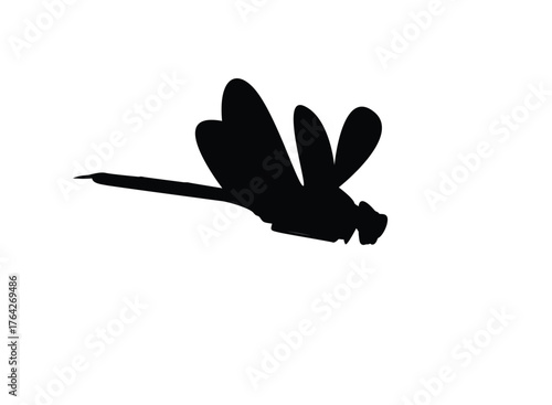 Black dragonfly logo. Small predatory animal. Vector illustration.