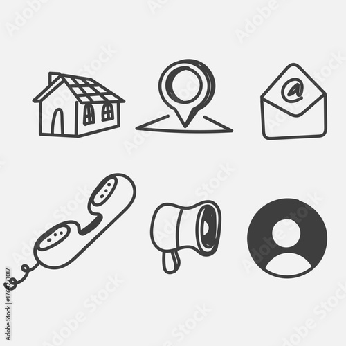 doodle contact connection icon hand drawn cartoon collection