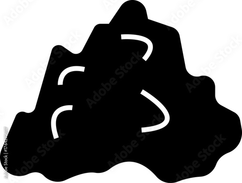 Rock Icon, Stone, Mountain, Boulder, Mineral, Geology, Nature, Landscape, Hard Surface, Cliff, Earth Element, and Outdoor Environment Symbols in Modern Flat Vector charcoal pile nugget pieces