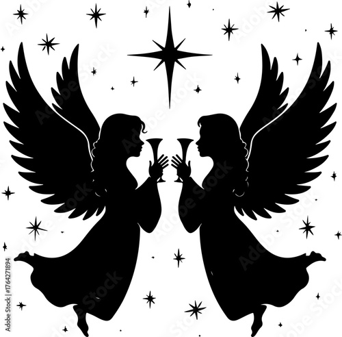 Celestial Angel Silhouette Design