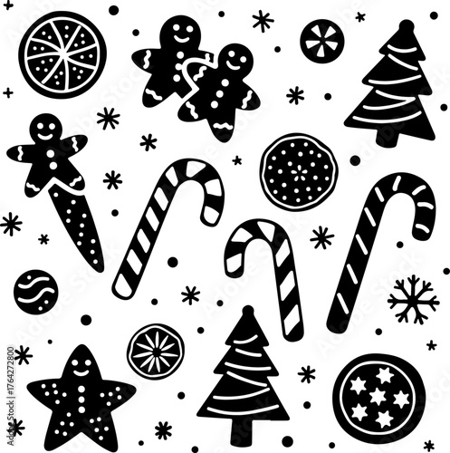 Christmas Holiday Gingerbread and Candy Cane Pattern