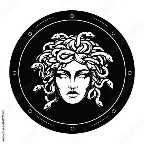Medusa Head on Aegis Shield