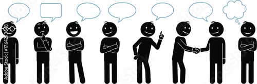 Stick figures communication people talking conversation discussion
