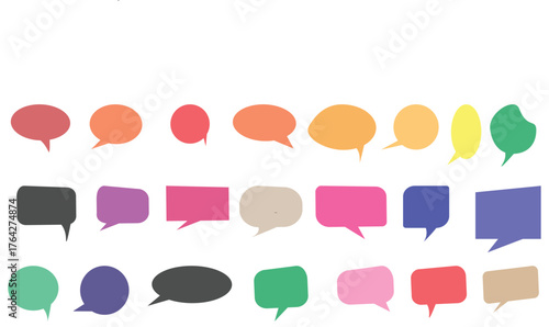 Big set of speech bubbles,Collection of colorful speech balloon communication concept, Speak bubble text, vector set of flat message bubbles show chat bubble or dialog boxes on white background.