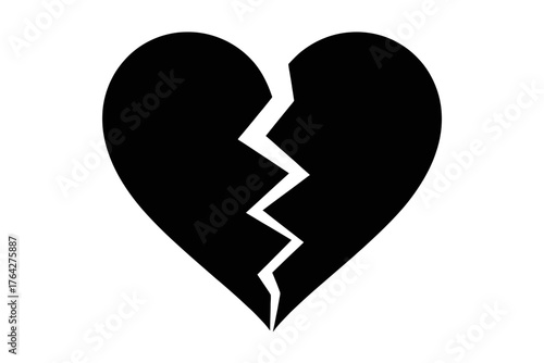 Broken heart vector black and white heartbreak love pain sad divorce