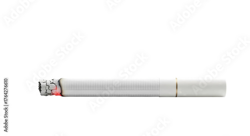 Burning cigarette with ember glowing red hot