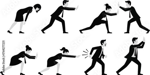 Pushing people business teamwork team effort collaboration concept