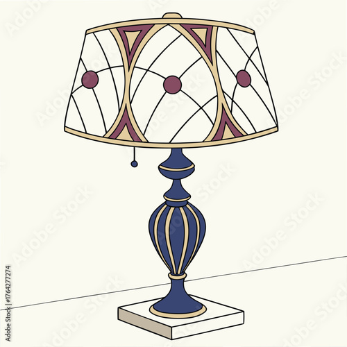 Adobe Illustrator Artwork: A mid-century design, modern Atomic Age table lamp vector art