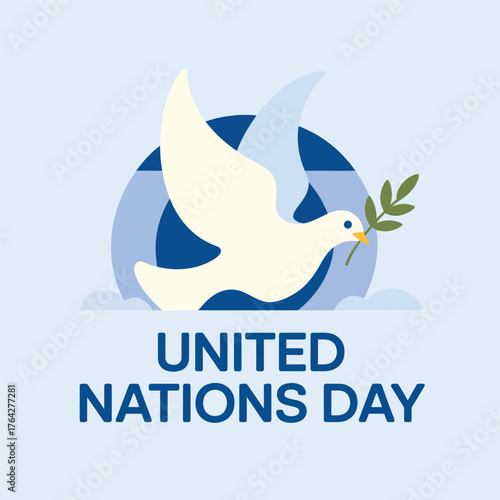 United Nations Day with Dove and Olive Branch Design