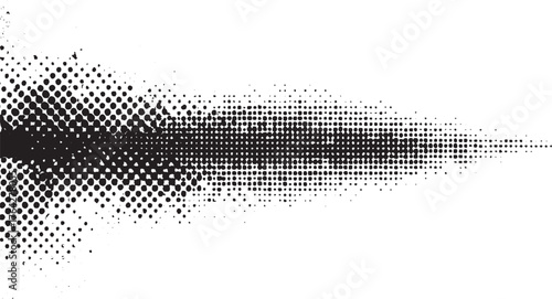 Black dots of varying sizes spread across a white background creating a fading gradient effect.