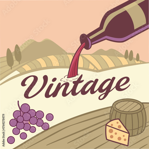 Adobe Illustrator Artwork: In winemaking vintage is the grapes harvested to make a particular wine