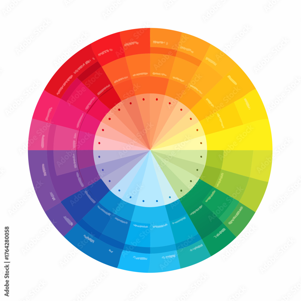 Fototapeta premium Circular Color Wheel with Complementary Colors and Shades Illustration.